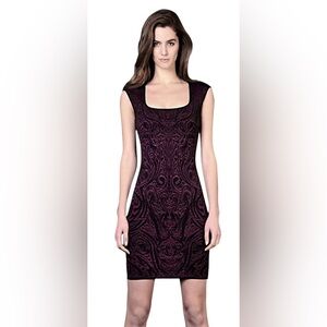 RVN Phoenix Embroidered Black and Wine Mini Dress